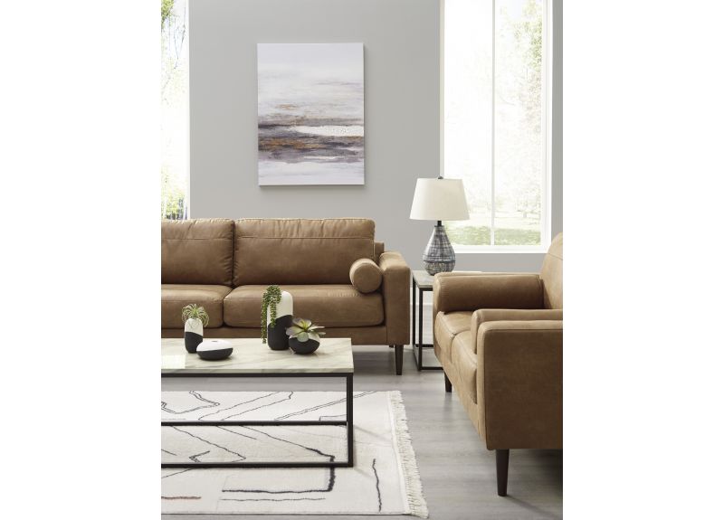 Faux Leather 3 Seater Sofa with Accent Legs - Tullera